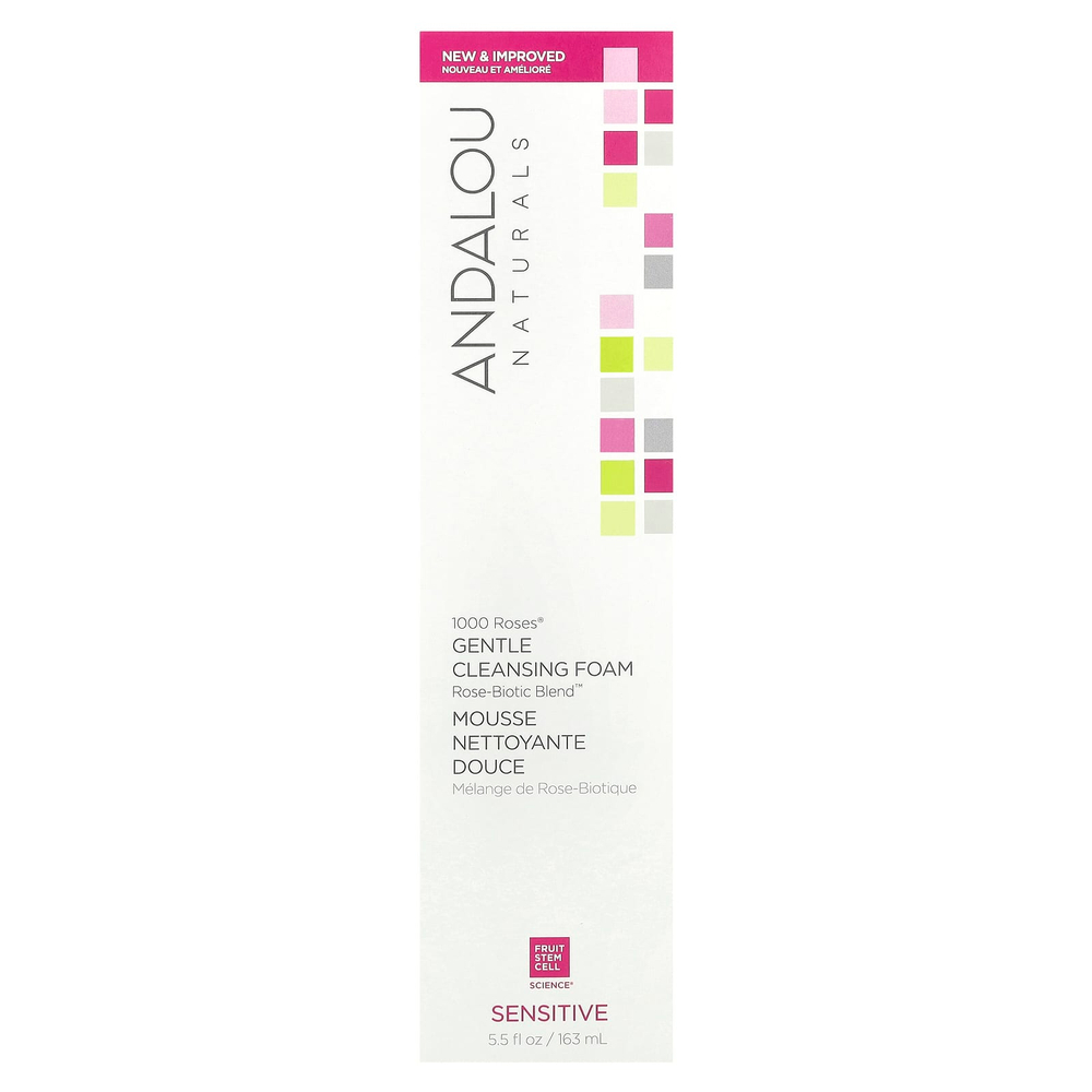 Andalou Naturals, 1000 Roses, нежная очищающая пенка, для чувствительной кожи, 163 мл (5,5 жидк. унц.)
