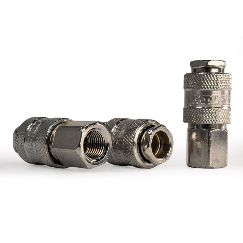 Штуцер мама с внутренней резьбой 1/4F, никелированная сталь, 50шт