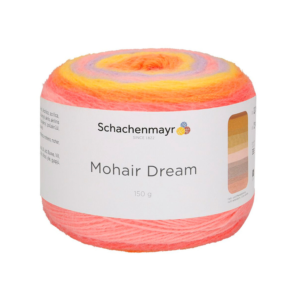 Пряжа "Mohair Dream" 00093 Желтый/красный/оранжевый/фиолетовый
