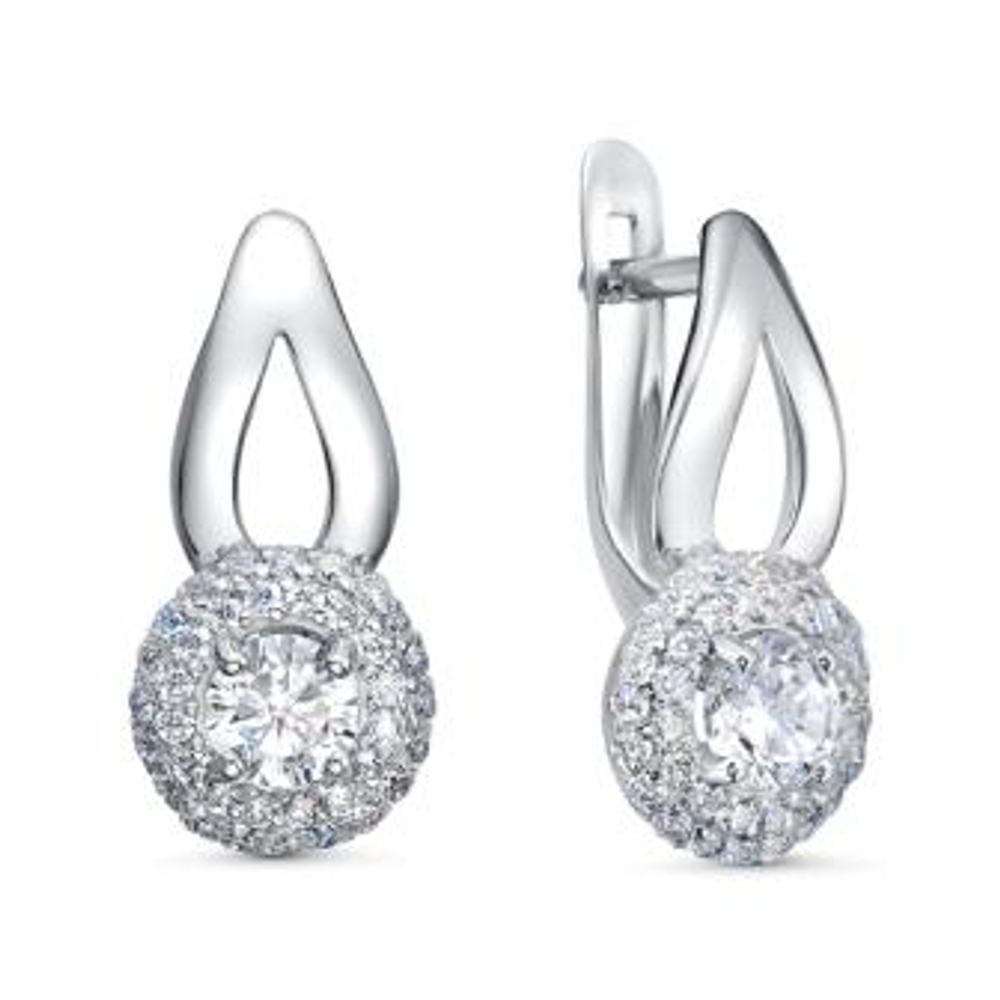 Серьги из серебра с фианитами