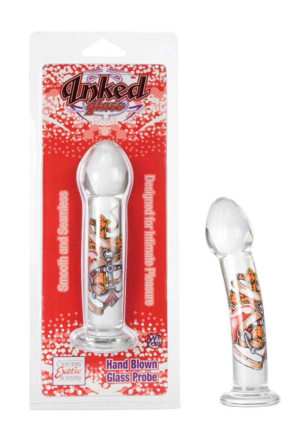 Стеклянная анальная пробка Inked Glass Probe - 15 см. (Цвет: прозрачный)