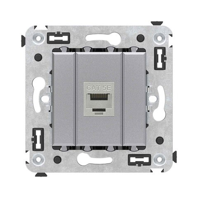 Компьютерная розетка RJ-45 без шторки в стену, кат.5e одинарная экранированная, "Avanti", "Закаленная сталь"