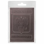Обложка для паспорта натуральная кожа гладкая, "Герб", вертикальная, коньяк, BRAUBERG, 237190