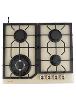 Газовая варочная панель Macbi MBH64WFGI.V2-IV с Wok-конфоркой, Бежевое закаленное стекло, Электроподжиг, Газ-контроль, Решетки из чугуна