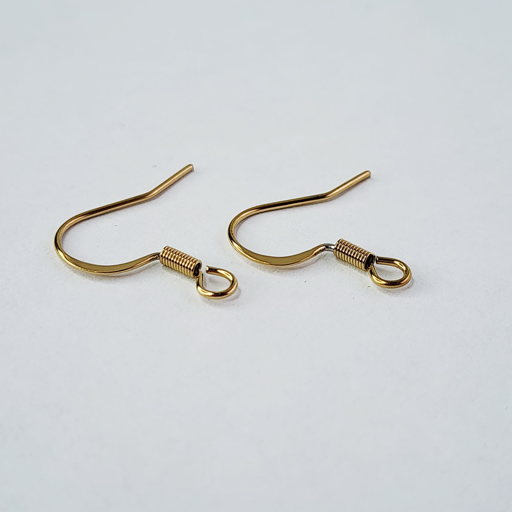 Ювелирные швензы крючки, сталь 2я позолота, 18мм, цена за пару