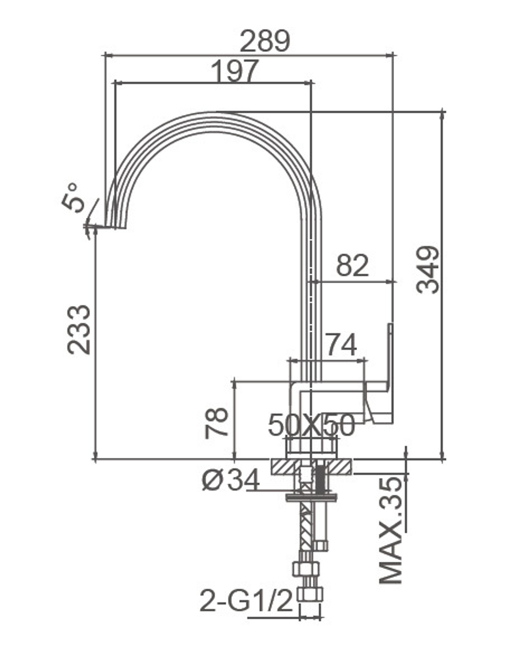 Смеситель для кухни WONZON & WOGHAND ARNIE, Черный матовый (WW-692101-MB)