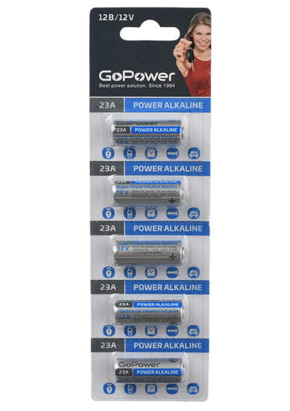 Батарейка алкалиновая GoPower LR23/A23/MN21 BL5