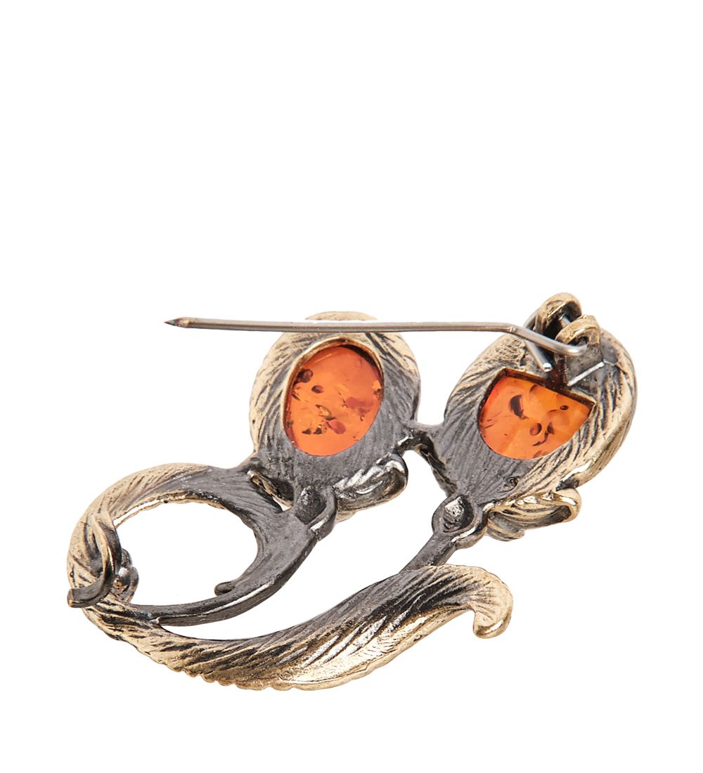 AM-2406 Брошь «Тюльпаны» мал. (латунь, янтарь)