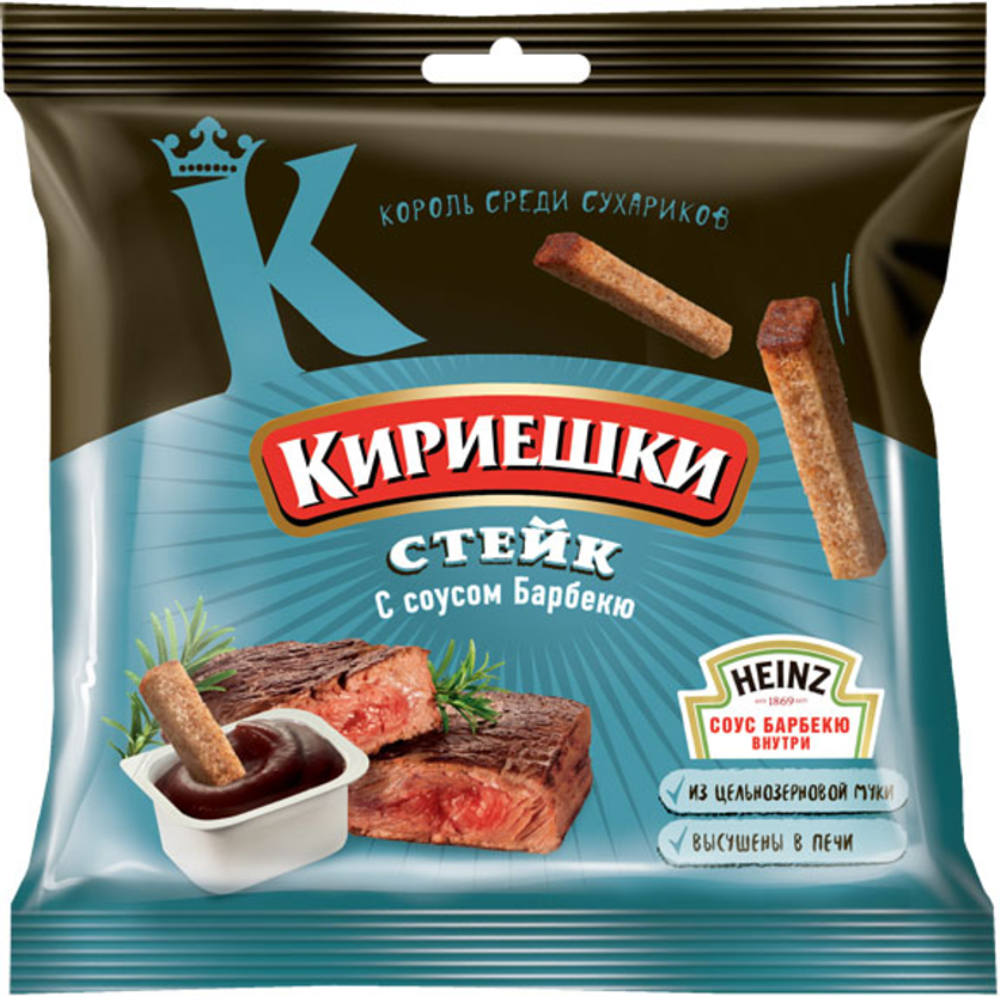 Сухарики Кириешки 60г + соус HEINZ в ас.