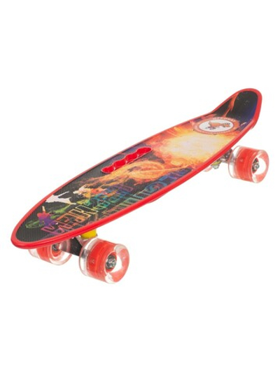 Скейт пенни-борд Igrokat Explosion 23" с ручкой и динамической подсветкой колес