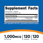 Nutricost, L-метилфолат, 1000 мкг, 120 капсул