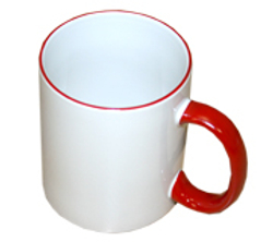 Кружка для сублимации белая с красной ручкой и ободком (36 шт)