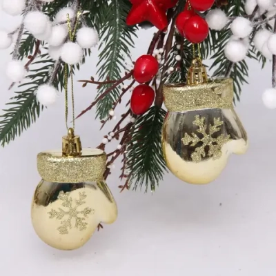 Ёлочные игрушки «Волшебные варежки» 6 см (набор 2 шт), Золото