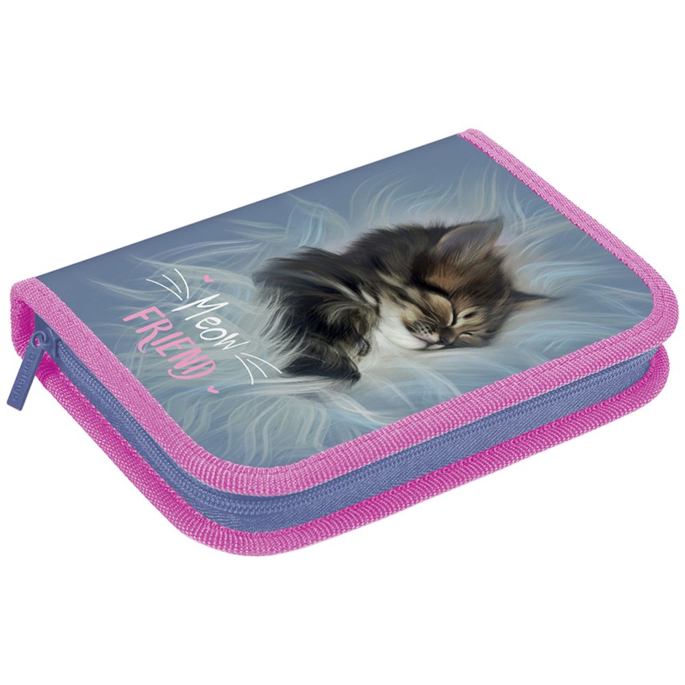 Пенал 1 отделение, 200*140*40 Berlingo "Meow friend 1", дополнительная откидная секция, полиэстер