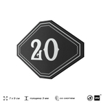 Номерок на дверь квартиры 20, для кабинета, офиса, шильдик 9 х 7 см, черный, Айдентика Технолоджи