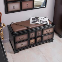 Банкетка Пандора 2 с обувницей Орех Оберджин Шоколад