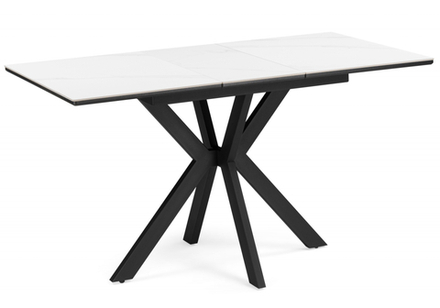 Керамический стол Woodville Гардинг 100(130)x70 белый мрамор, черный