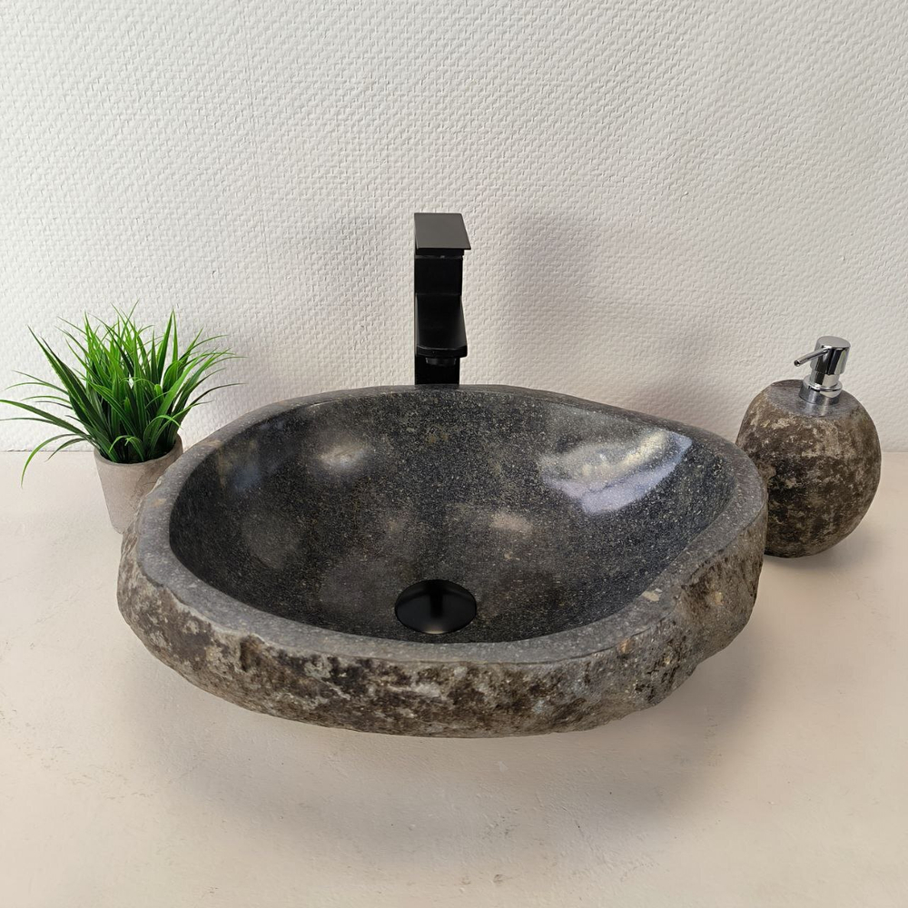 Раковина из речного камня RS-66010 48х37х15 из натурального камня