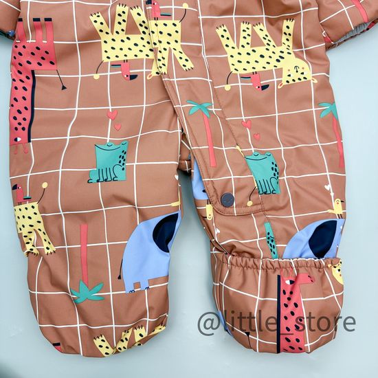 Комбинезон демисезонный "Звери на клетке" светлый терракот