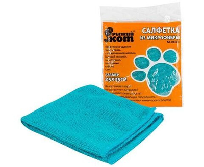 Салфетка для уборки 25*25см, микрофибра, 180гр/м2, M-01Eco,Рыжий Кот