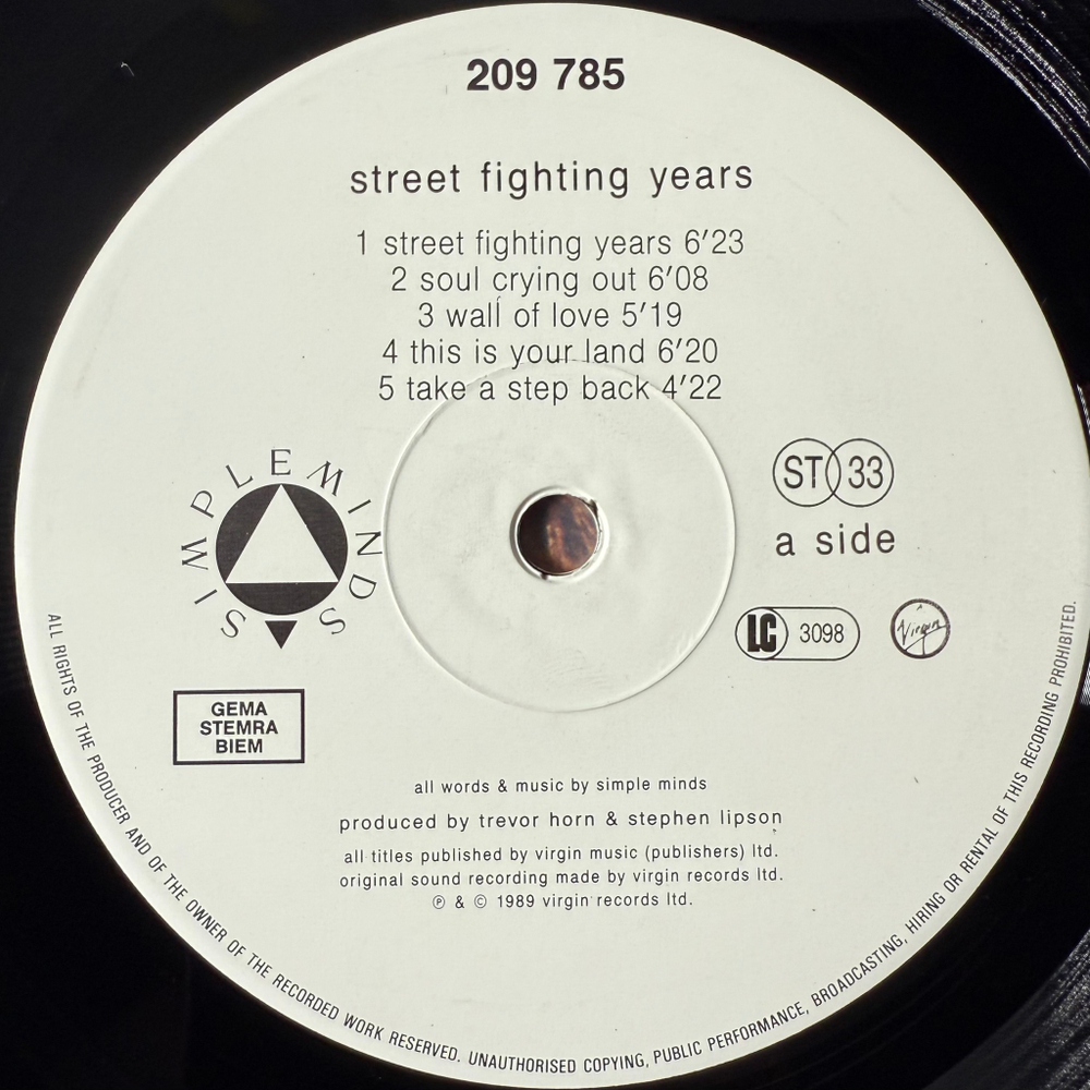 Виниловая пластинка Simple Minds - Street Fighting Years LP