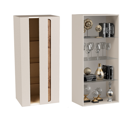 Шкаф навесной витрина Валенсия кашемир/софт сантьяго левый