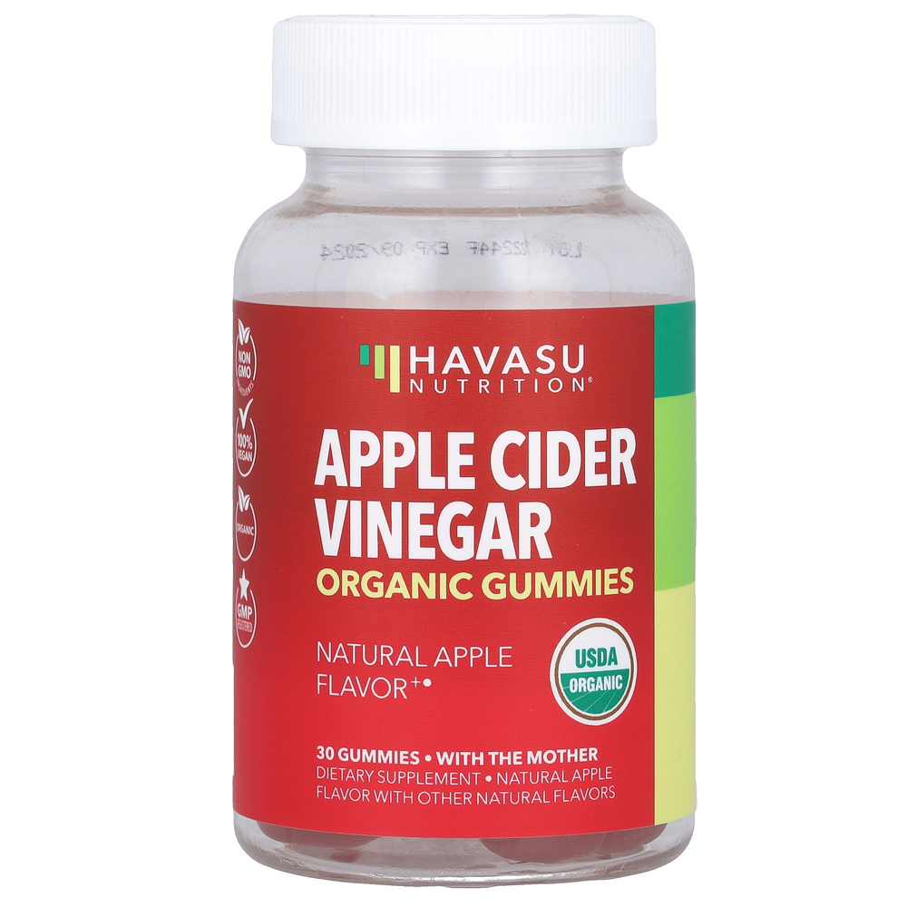 Havasu Nutrition, органический яблочный уксус в жевательных таблетках, со вкусом натурального яблока, 30 жевательных таблеток
