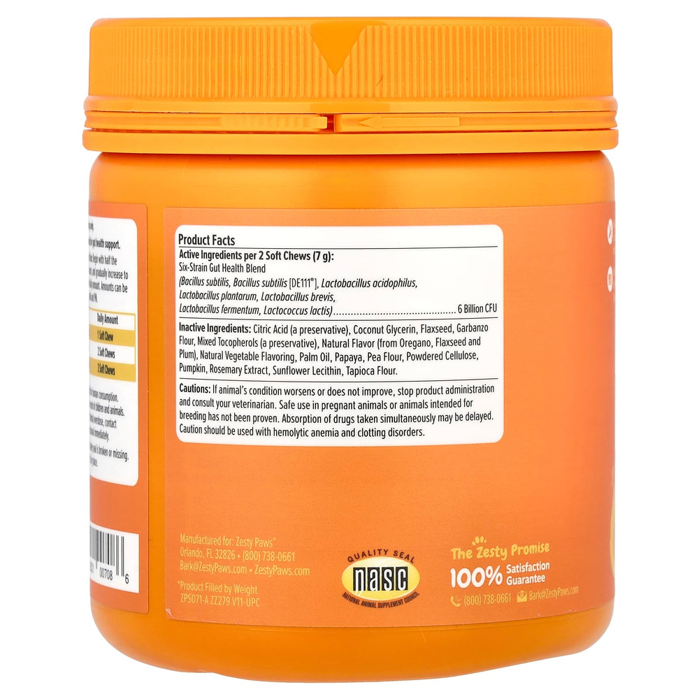 Zesty Paws, Probiotic Bites ™, для собак, для всех возрастов, тыква, 90 жевательных таблеток, 315 г (11,1 унции)