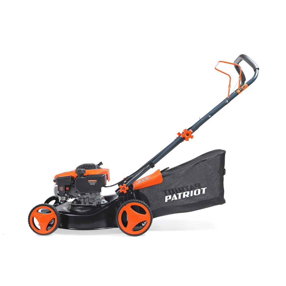 Газонокосилка бензиновая PATRIOT PT 400, 41см, 3,5л.с, 130сс, трав. 45л ткань, 3 уровня(25-65), метал. дека