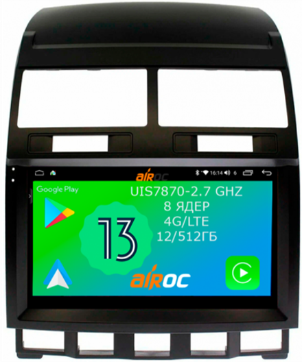 Магнитола для Volkswagen Touareg I 2002-2010 - Airoc 2K AU-3703A на Android 13, TS20, 12/512Гб, SIM-слот