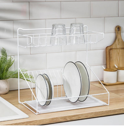 Сушилка для посуды с поддоном, 38×24×37 см, белый
