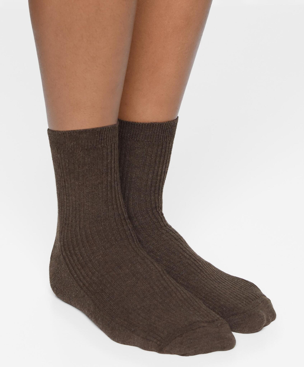 Oysho 5 пар хлопковых классических носков, песочный меланж