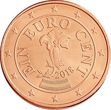 1 евроцент 2018 Австрия (1 euro cent)