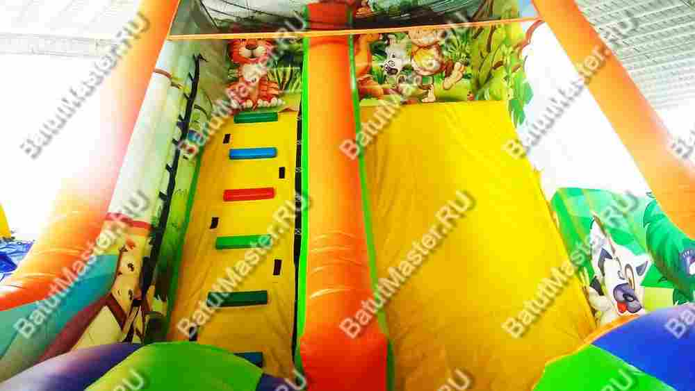 Надувной батут "Мир сафари" с цветным полом 8*4*5 м,