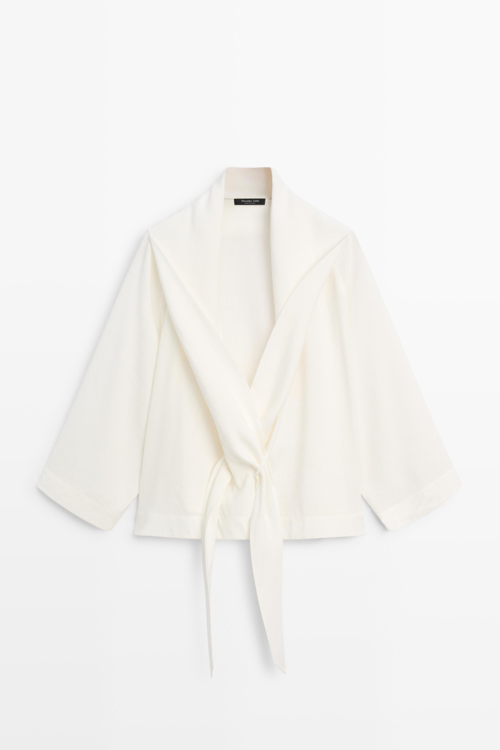 Massimo Dutti Струящаяся льняная рубашка с завязками, белый