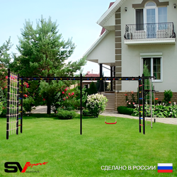 Уличная шведская стенка Sv Sport рукоход х 2 с комплектом турник прямой У51644 (Турник/Брусья/"Лодочка"/Канат/кольца/лестница/Сетка)
