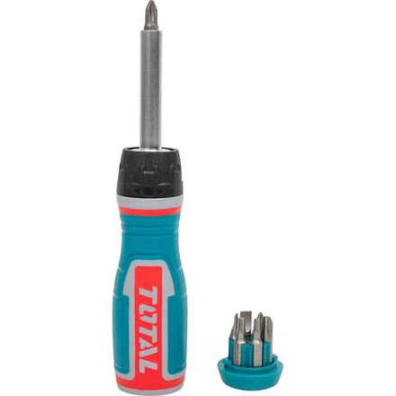 Реверсивная отвертка TOTAL с битами 8 шт TACSD30086