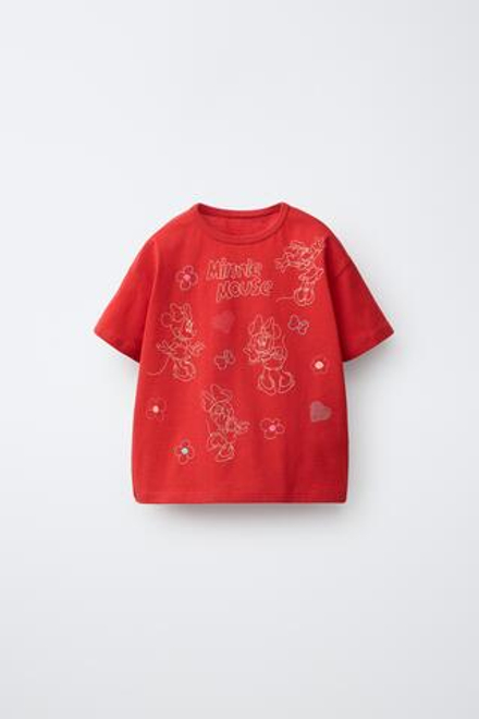 ZARA ФУТБОЛКА MINNIE MOUSE © DISNEY, КРАСНЫЙ