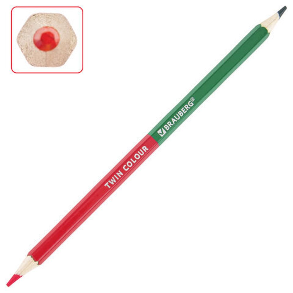 Карандаши цветные мягкие двусторонние BRAUBERG PREMIUM TWIN COLOUR, 12 штук, 24 цвета, 181874