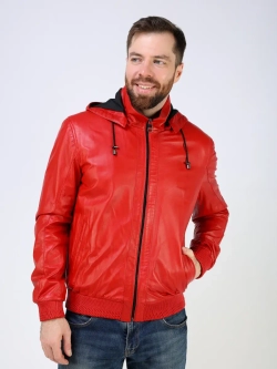 Куртка кожаная натуральная с капюшоном