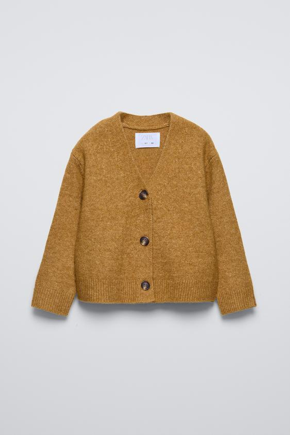 ZARA ОДНОТОННЫЙ КАРДИГАН, СВЕТЛО-КОРИЧНЕВЫЙ