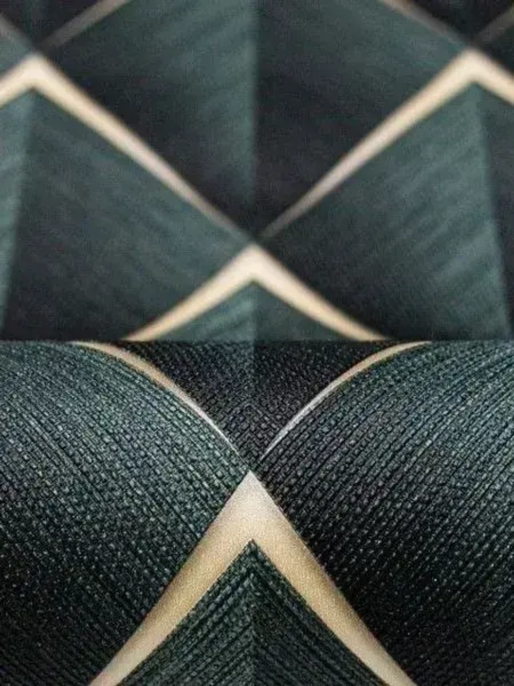 Обои винил горячего тиснения, моющиеся на флизелиновой основе Marvig Modish 1.06м х 10.05м, геометрия, темно-зеленый