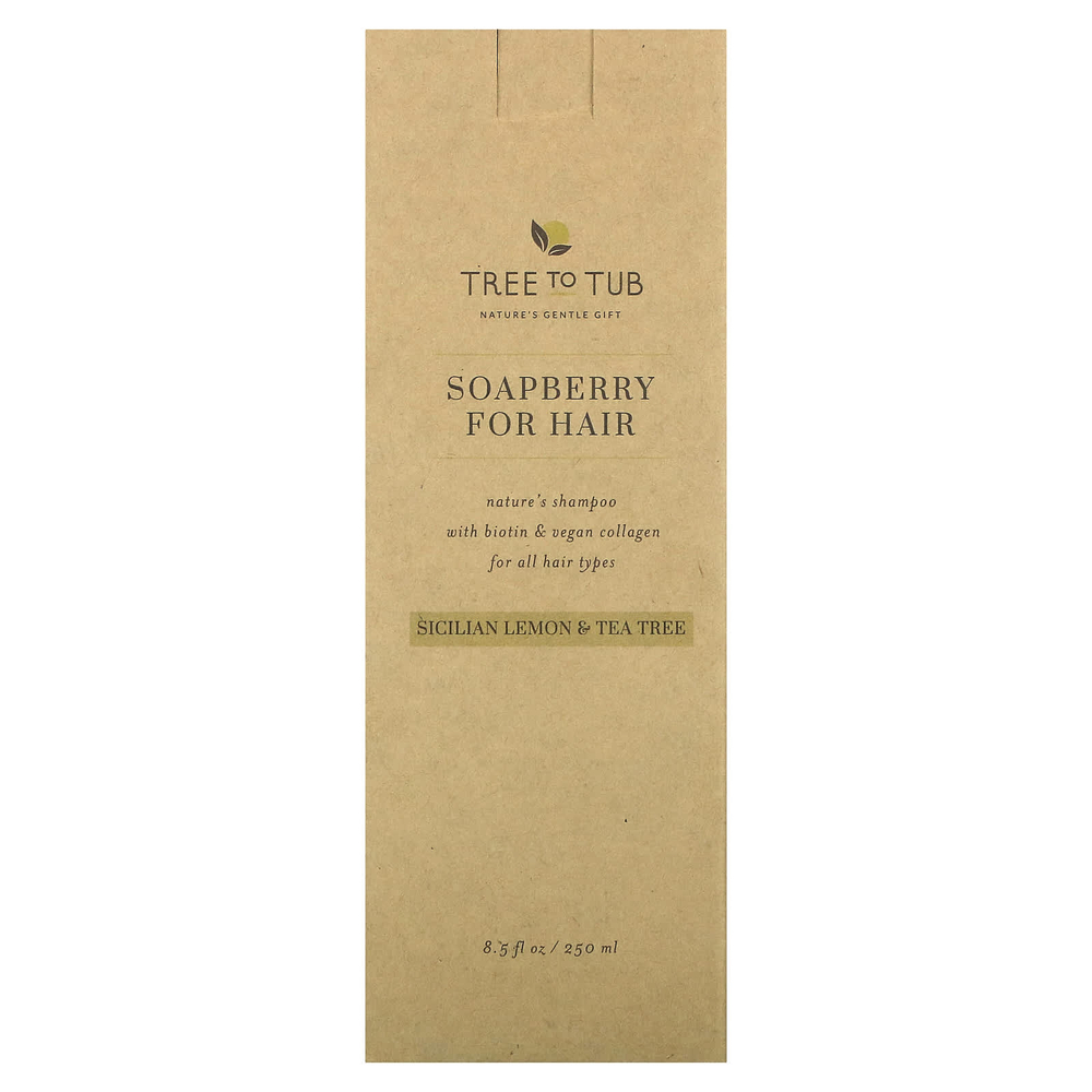 Tree To Tub, Soapberry For Hair Shampoo, для всех типов волос, сицилийский лимон и чайное дерево, 250 мл (8,5 жидк. унц.)