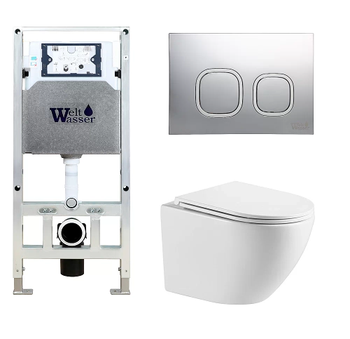 Унитаз с инсталляцией WeltWasser AMBERG 506 ST + MERZBACH 043 GL-WT + AMBERG RD-CR