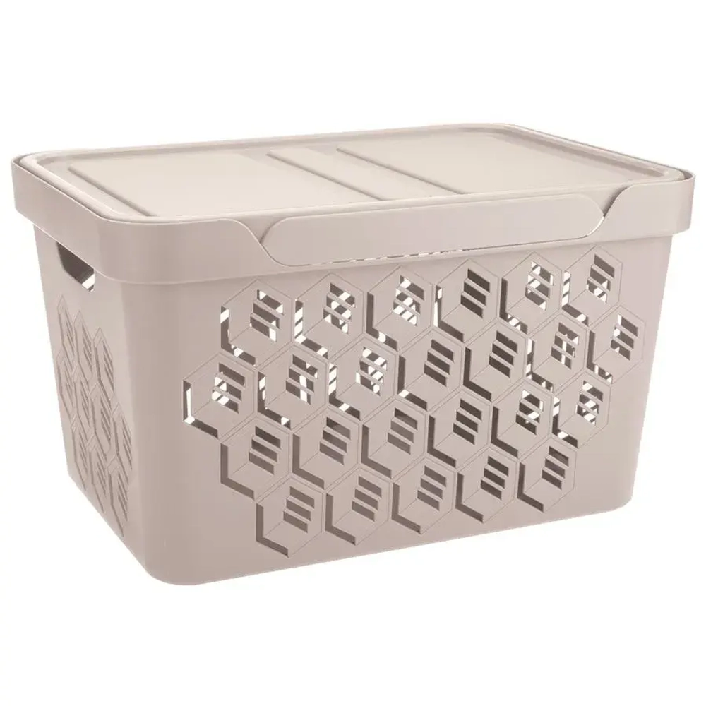 ЯЩИК С КРЫШКОЙ УНИВЕРСАЛЬНЫЙ DELUXE, 380х220 ММ, 18Л (Светло-бежевый)