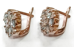 Серьги ювелирные из серебра 925 пробы с позолотой,вставка топаз натуральный,фианиты