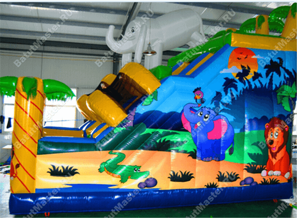 Детский надувной батут-горка "Задорный слонёнок"