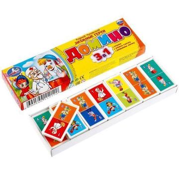 ДОМИНО ПЛАСТМАССОВОЕ "УМНЫЕ ИГРЫ" ЛЮБИМЫЕ ГЕРОИ К.ЧУКОВСКИЙ 3-В-1