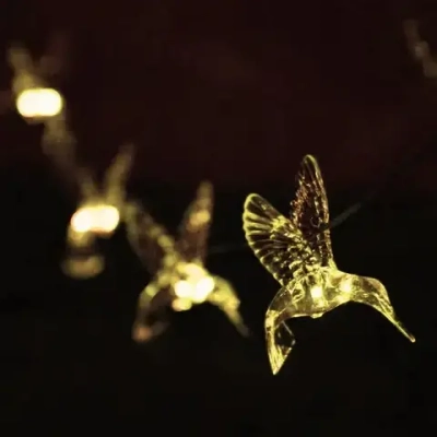 Гирлянда для улицы «Колибри» 3 м 20 ламп LED чёрный провод, 2 реж.,IP-55, Теплый белый (солнечная батарея)