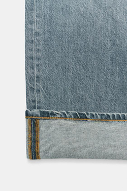 ZARA ДЖИНСЫ BAGGY СО СРЕДНЕЙ ПОСАДКОЙ — ZW COLLECTION, ЛИНЯЛЫЙ СИНИЙ